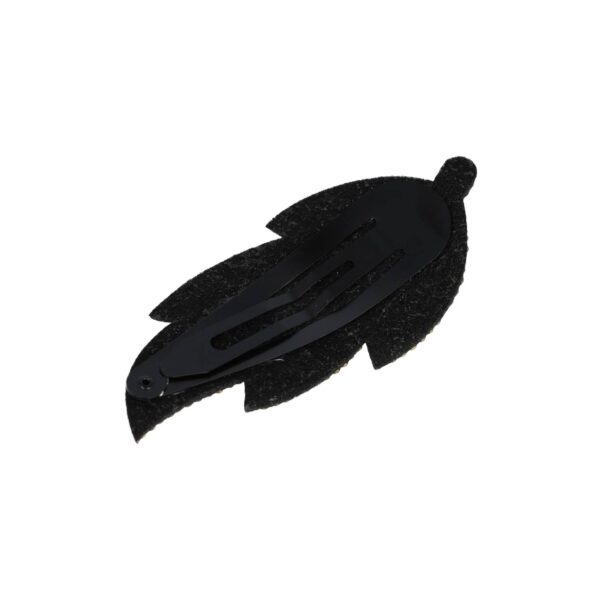 klikklak bladvorm glitter steentjes_14 Haarspeld Klikklak 8cm - Bladvorm - Glitter Steentjes - Zwart Grijs