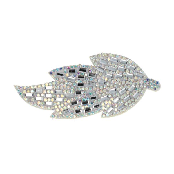 klikklak bladvorm glitter steentjes_4 Haarspeld Klikklak 8cm - Bladvorm - Glitter Steentjes - Zilver Parelmoer