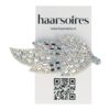 klikklak bladvorm glitter steentjes_5 Haarspeld Klikklak 8cm - Bladvorm - Glitter Steentjes - Zilver Parelmoer