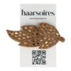 klikklak bladvorm glitter steentjes_6 Haarspeld Klikklak 8cm - Bladvorm - Glitter Steentjes - Bruin Goud