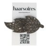 klikklak bladvorm glitter steentjes_7 Haarspeld Klikklak 8cm - Bladvorm - Glitter Steentjes - Zwart Grijs