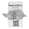 klikklak bladvorm glitter steentjes_8 Haarspeld Klikklak 8cm - Bladvorm - Glitter Steentjes - Zilver