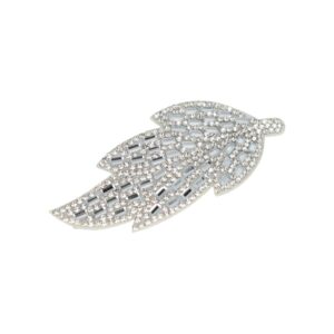 Haarspeld Klikklak 8cm - Bladvorm - Glitter Steentjes - Zilver