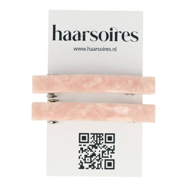 patentspeld 6,5cm marmer_2 Haarspeld Patentspeld Recht 6cm – Marmer Patroon – Roze – Set van 2