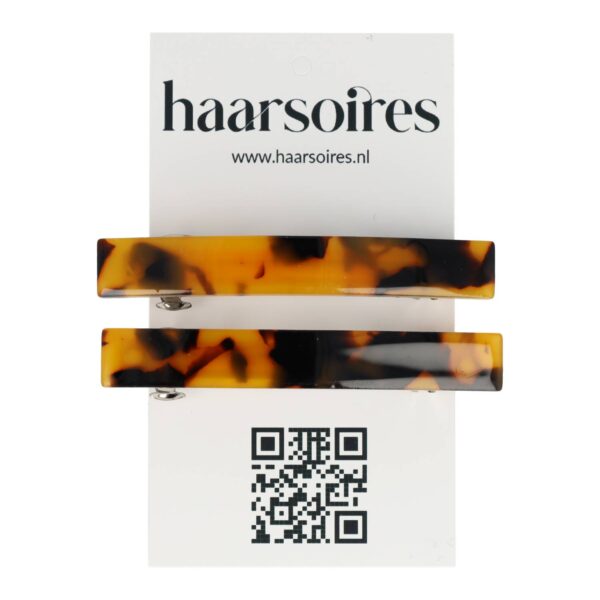 patentspeld 6,5cm marmer_4 Haarspeld Patentspeld Recht 6cm – Marmer Patroon – Zwart Bruin – Set van 2