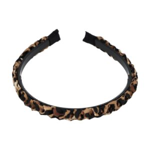 Haarband Diadeem 1.5cm – Gevlochten – Panterprint Stof & Kunststof – Zwart Beige Bruin