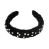 Diadeem teddy parel zwart_3 Haarband Diadeem 3cm – Fluffy Teddy Imitatiebont – Parels – Zwart