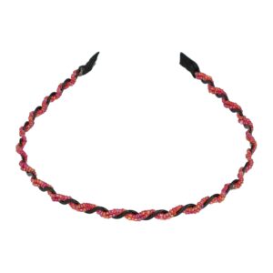 Haarband Diadeem 0,5cm – Zigzag met Kraaltjes  – Zwart Roze Rood