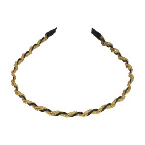 Haarband Diadeem 0,5cm – Zigzag met Kraaltjes  – Zwart Goud