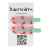 Duckklem Beautyclips kersen roze gren_2 Haarspeld Duckklemmen 6cm – Platte Vorm Beautyclips – Kersenprint – Roze Rood Groen – Set van 2