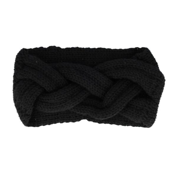 Haarband knitted zwart_1 Haarband Gevlochten 10cm – Effen Kleur – Gebreide Stof – Zwart (kopie)