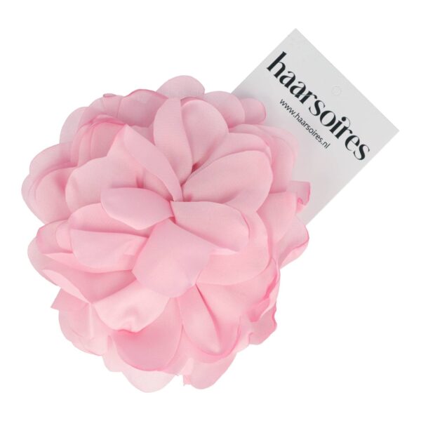 Haarspeld Duckklem 10cm – Haarbloem – Gladde Stof – Roze