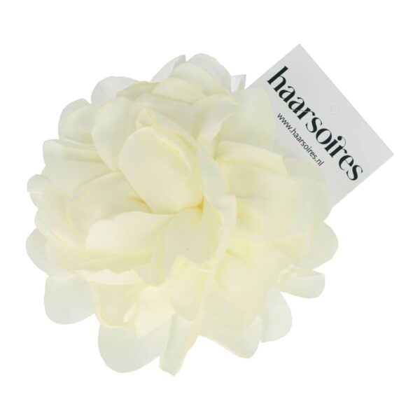 Haarspeld Duckklem 10cm – Haarbloem – Gladde Stof – Creme