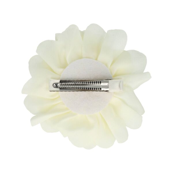 Haarspeld Duckklem 10cm – Haarbloem – Gladde Stof – Creme