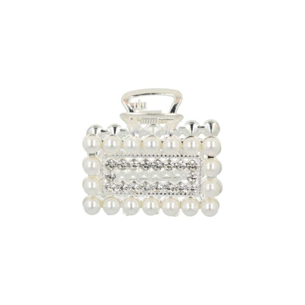 Haarklem open recht parel_10 Haarspeld Haarklem 4cm – Recht – Parel & Strass – Metaal – Zilver (kopie)