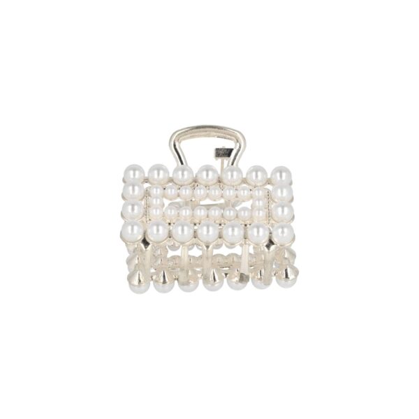 Haarklem open recht parel_6 Haarspeld Haarklem 4cm – Recht – Parel – Metaal – Zilver