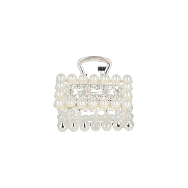 Haarklem open recht parel_7 Haarspeld Haarklem 4cm – Recht – Parel – Metaal – Zilver
