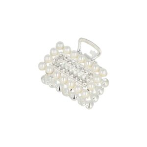 Haarspeld Haarklem 4cm – Recht – Parel & Strass – Metaal – Zilver (kopie)
