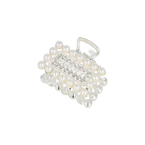 Haarklem open recht parel_8 Haarspeld Haarklem 4cm – Recht – Parel & Strass – Metaal – Zilver (kopie)