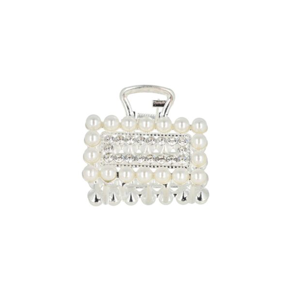 Haarklem open recht parel_9 Haarspeld Haarklem 4cm – Recht – Parel & Strass – Metaal – Zilver (kopie)