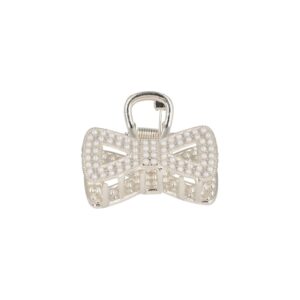 Haarspeld Haarklem 4cm – Strik – Pareltjes – Metaal – Zilver