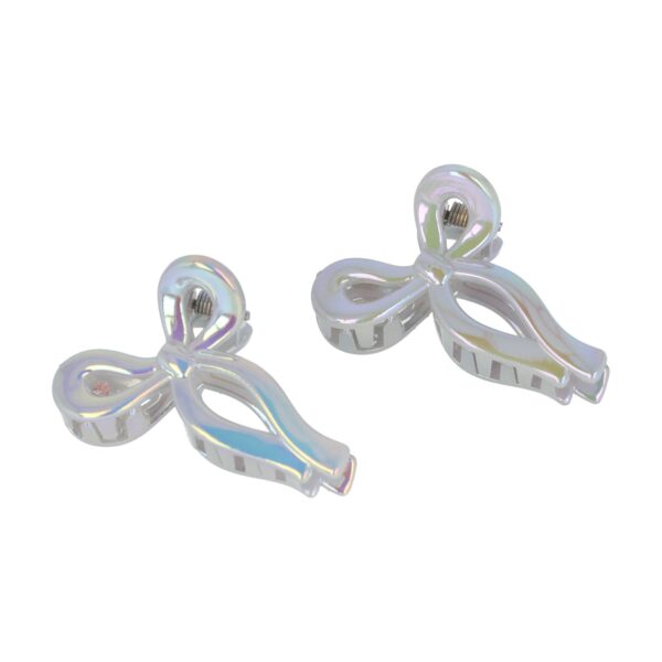 Haarspeld Haarklemmen 4,5cm – Strik – Parelmoer Grijs – Set van 2