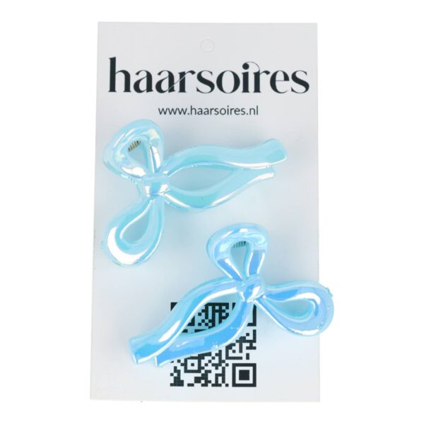 Haarklemmen lus vorm parelmoer_8 Haarspeld Haarklemmen 4,5cm – Strik – Parelmoer Blauw – Set van 2