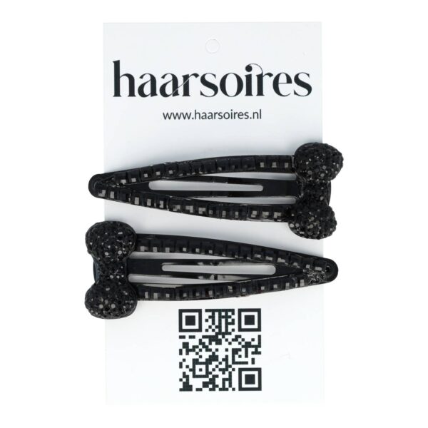 Klikklak glitter zwart strikje_1 Haarspeld Klikklak 6cm - Strikje - Glitter Steentjes - Zwart