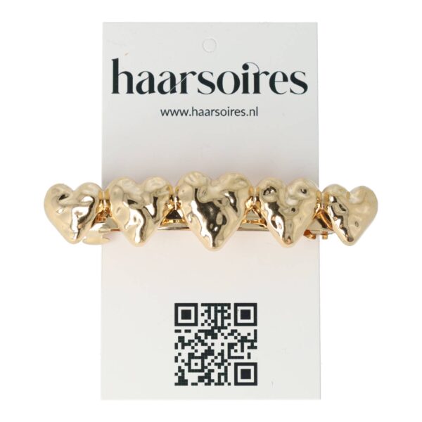 Haarspeld Patentspeld 7cm – Hartjes – Metaal – Goud