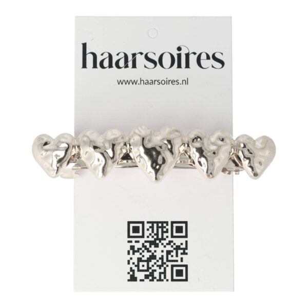 Haarspeld Patentspeld 7cm – Hartjes – Metaal – Zilver