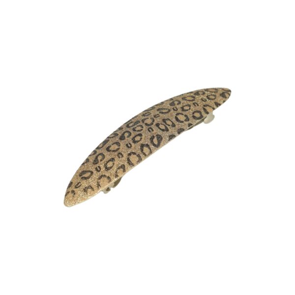 Haarspeld Patentspeld 9cm – Ovaal – Glitter Panterprint – Beige Goud