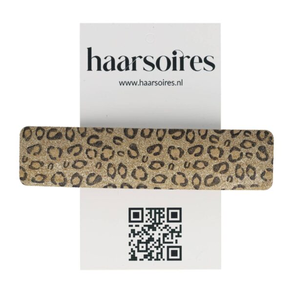 Haarspeld Patentspeld 9cm – Recht – Glitter Panterprint – Beige Goud