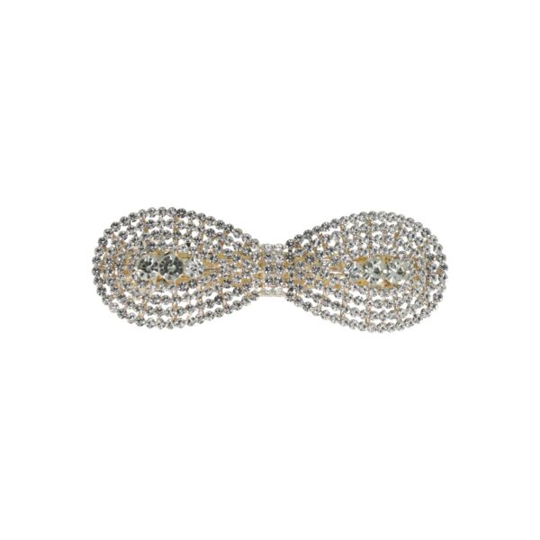 Haarspeld Patentspeld Strik 6.5cm – Strass Steentjes – Zilver