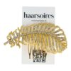 Sierkam bladvorm strass goud_2 Haarspeld Sierkam Opsteekkam 10cm - Bladvorm - Strass Steentjes - Metaal - Goud