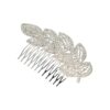 Sierkam leaf zilver_1 Haarspeld Sierkam Opsteekkam 11cm - Bladvorm - Strass Steentjes - Metaal - Zilver