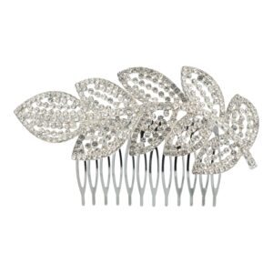 Haarspeld Sierkam Opsteekkam 11cm - Bladvorm - Strass Steentjes - Metaal - Zilver