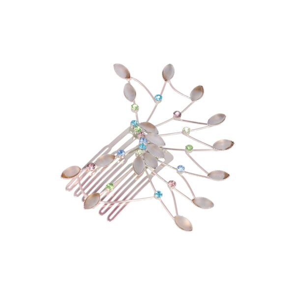 Haarspeld Sierkam Opsteekkam 6cm - Waaiervorm - Steentjes - Metaal - Zilver - Multicolor Grijs