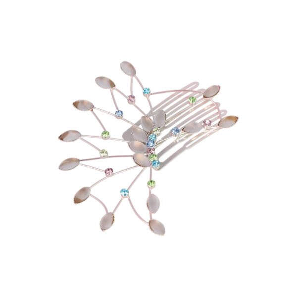 Haarspeld Sierkam Opsteekkam 6cm - Waaiervorm - Steentjes - Metaal - Zilver - Multicolor Grijs