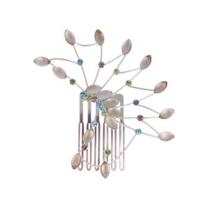 Haarspeld Sierkam Opsteekkam 6cm - Waaiervorm - Steentjes - Metaal - Zilver - Multicolor Grijs