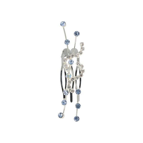 Haarspeld Sierkam Opsteekkam 2cm - Strass Steentjes - Metaal - Zilver Blauw