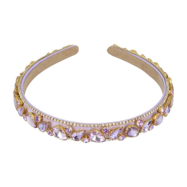 diadeem facet stenen_1 Haarband Diadeem 1,5cm – Facetkralen - Strass Steentjes – Paars