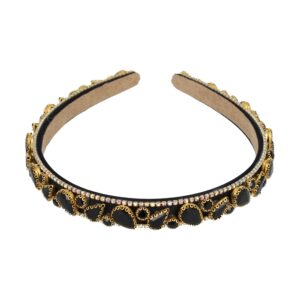 Haarband Diadeem 1,5cm – Facetkralen - Strass Steentjes – Zwart