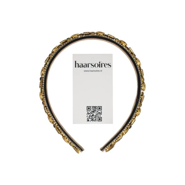 diadeem facet stenen_11 Haarband Diadeem 1,5cm – Facetkralen - Strass Steentjes – Zwart