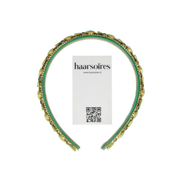 diadeem facet stenen_13 Haarband Diadeem 1,5cm – Facetkralen - Strass Steentjes – Groen