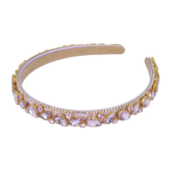 diadeem facet stenen_2 Haarband Diadeem 1,5cm – Facetkralen - Strass Steentjes – Paars