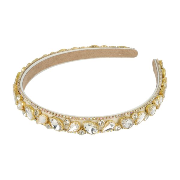 diadeem facet stenen_4 Haarband Diadeem 1,5cm – Facetkralen - Strass Steentjes – Wit Zilver