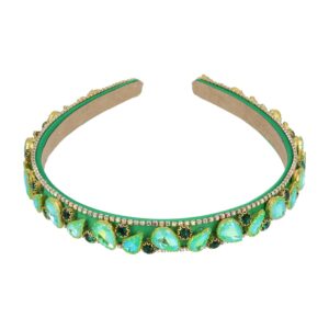 Haarband Diadeem 1,5cm – Facetkralen - Strass Steentjes – Groen