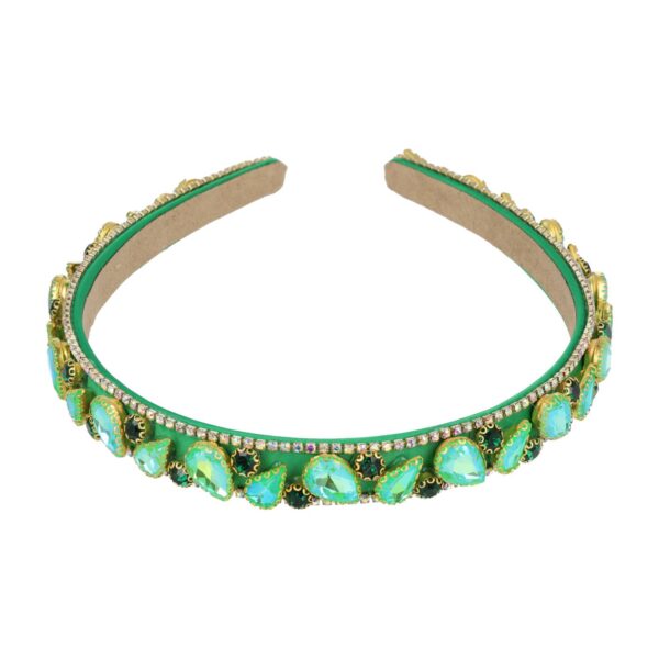diadeem facet stenen_5 Haarband Diadeem 1,5cm – Facetkralen - Strass Steentjes – Groen