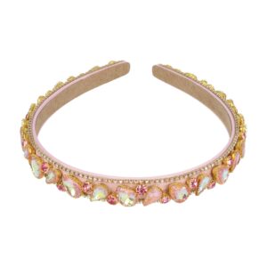 Haarband Diadeem 1,5cm – Facetkralen - Strass Steentjes – Roze
