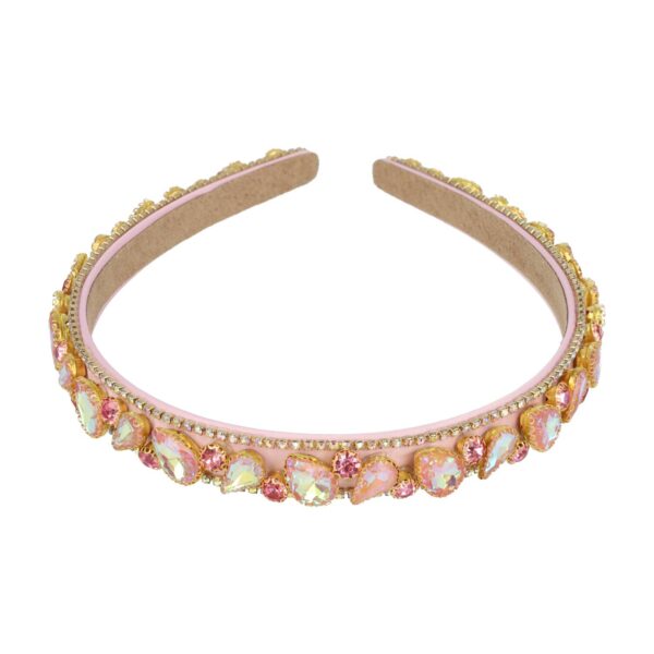 diadeem facet stenen_7 Haarband Diadeem 1,5cm – Facetkralen - Strass Steentjes – Roze